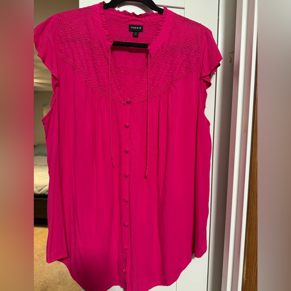 Torrid Fuchsia Sleeveless Blouse